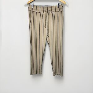 Hoodies Women’s Tan & Black Striped Elastic Waist Pants Size M